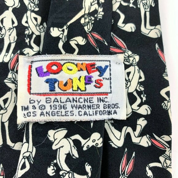 Looney Tunes Men's Novelty Necktie: Bugs Bunny w/ Poses. 1996. Black. Poly. VGC. - Picture 3 of 4